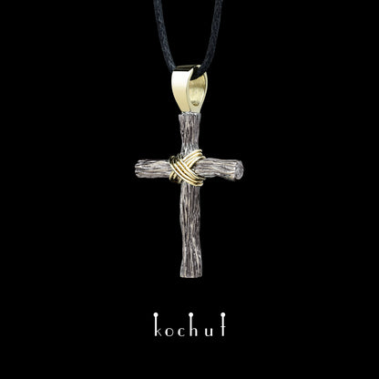 Demut — Kreuz aus Palladium und Gelbgold, beschichtet mit schwarzem Rhodium