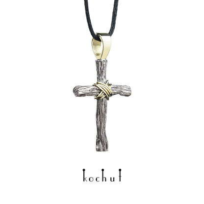 Demut — Kreuz aus Palladium und Gelbgold, beschichtet mit schwarzem Rhodium
