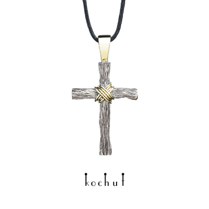 Demut — Kreuz aus Palladium und Gelbgold, beschichtet mit schwarzem Rhodium