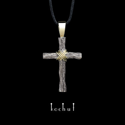 Demut — Kreuz aus Palladium und Gelbgold, beschichtet mit schwarzem Rhodium