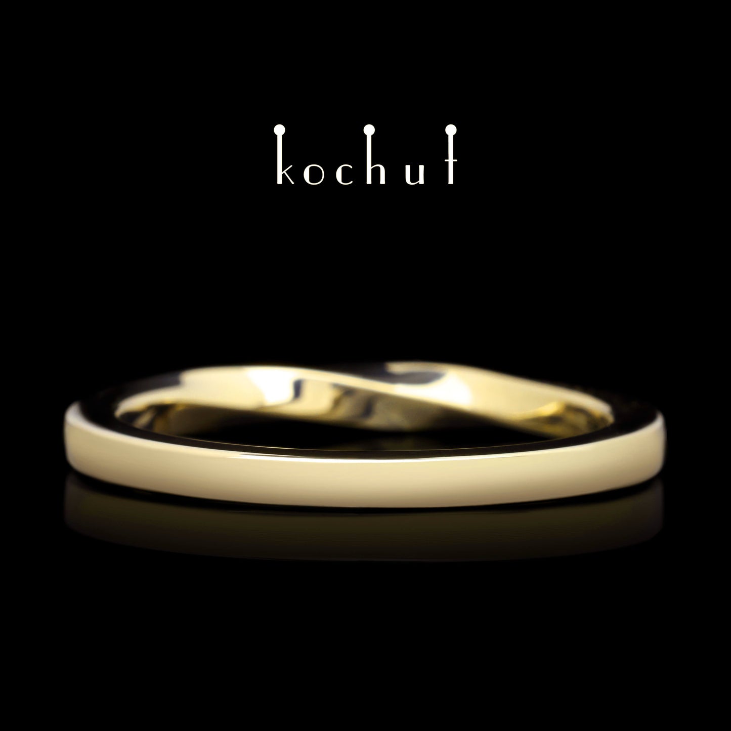 Mobius-Band: verengt — Ehering aus Gelbgold