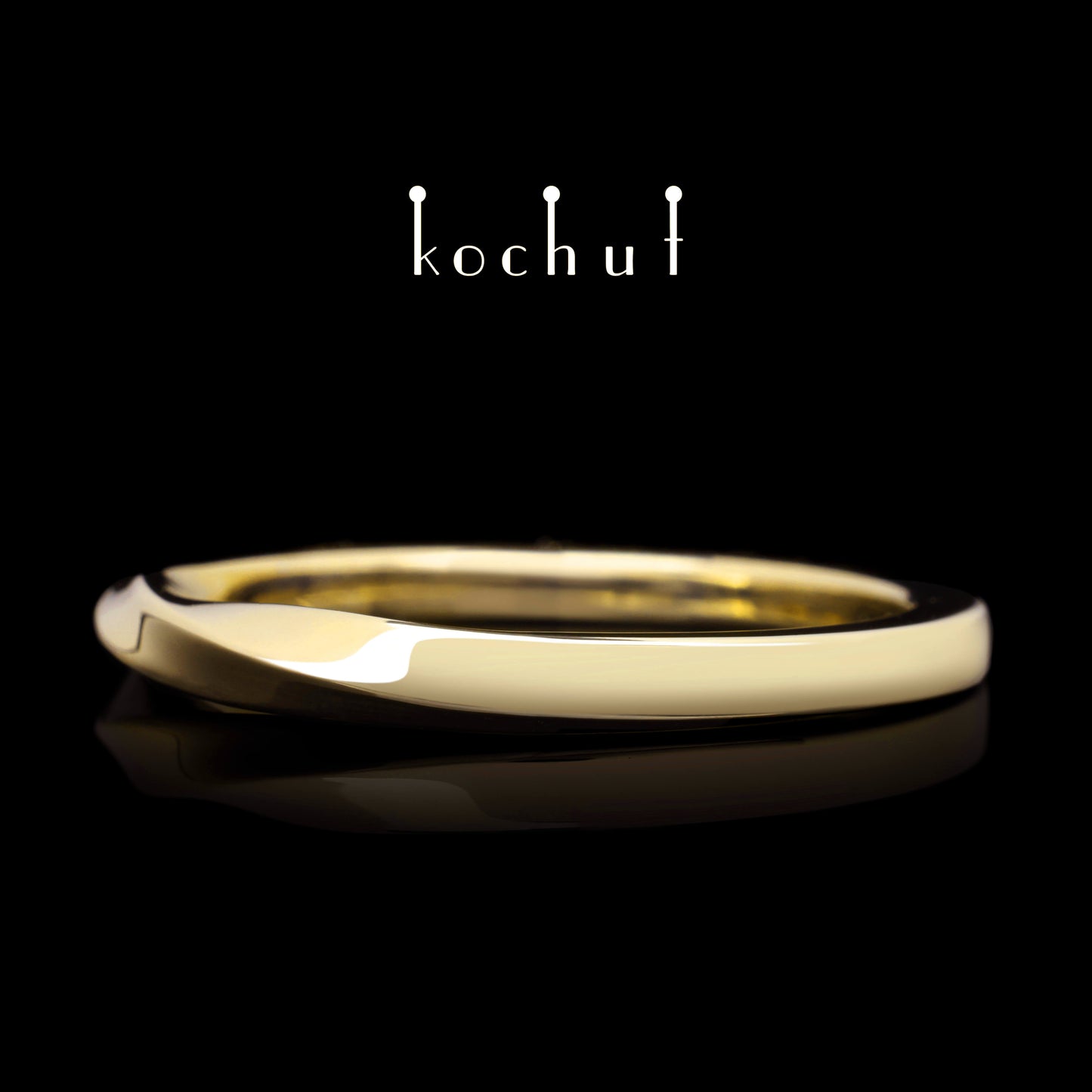 Mobius-Band: verengt — Ehering aus Gelbgold