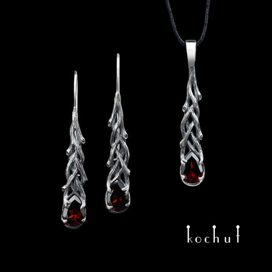 Galadriel — Set aus oxidiertem Silber mit Granaten