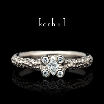 Sternblume — Verlobungsdiamant-Ring aus Palladium 18 Karat Gold