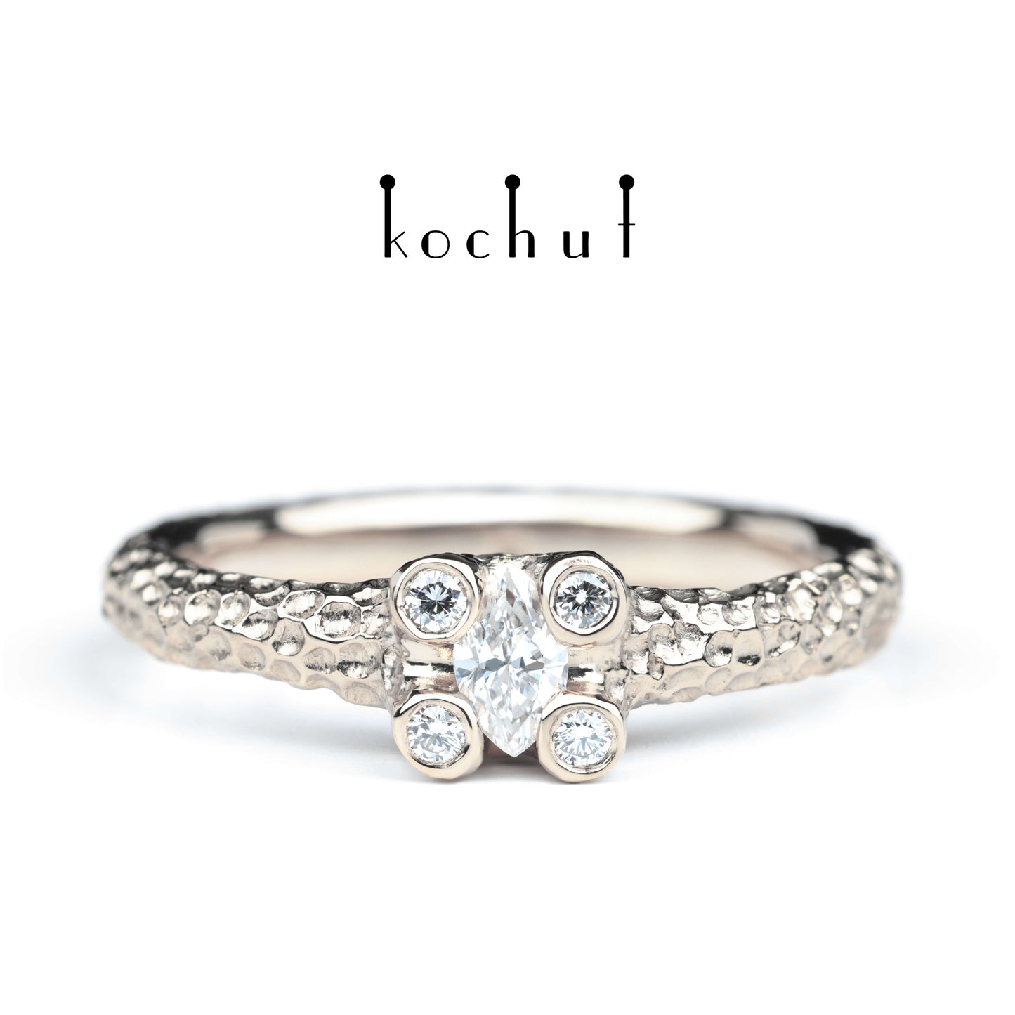 Sternblume — Verlobungsdiamant-Ring aus Palladium 18 Karat Gold