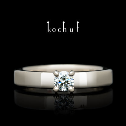 Classic — Verlobungsring aus Palladium 18K Gold mit einem Diamanten