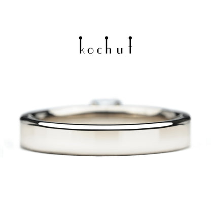 Classic — Verlobungsring aus Palladium 18K Gold mit einem Diamanten