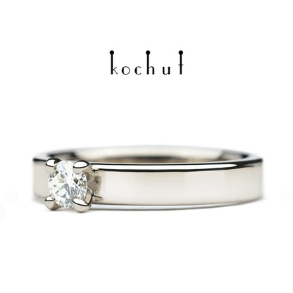Classic — Verlobungsring aus Palladium 18K Gold mit einem Diamanten