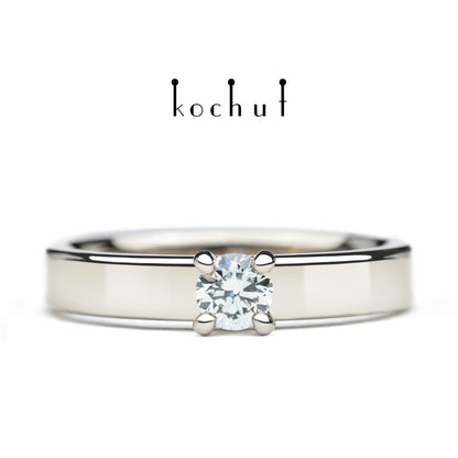 Classic — Verlobungsring aus Palladium 18K Gold mit einem Diamanten