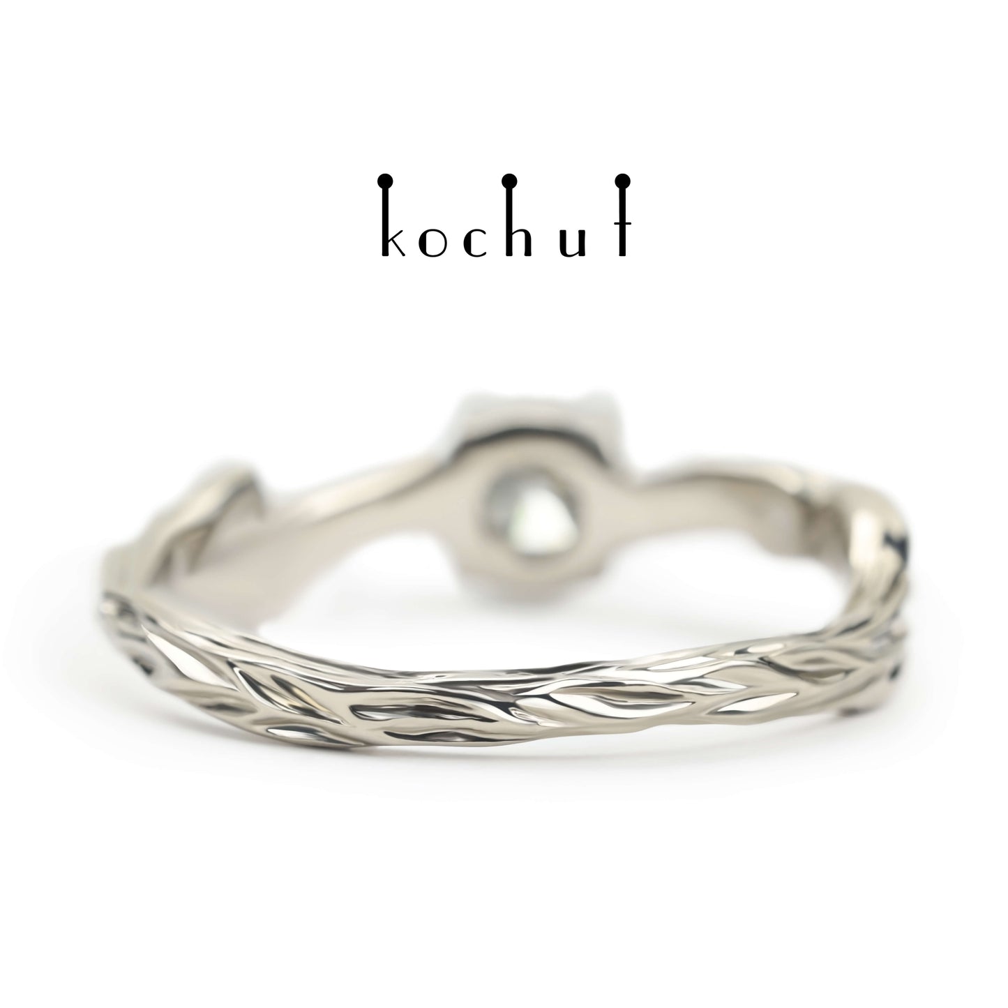 März Zweig — Palladium-Gold-Verlobungsring mit Diamant