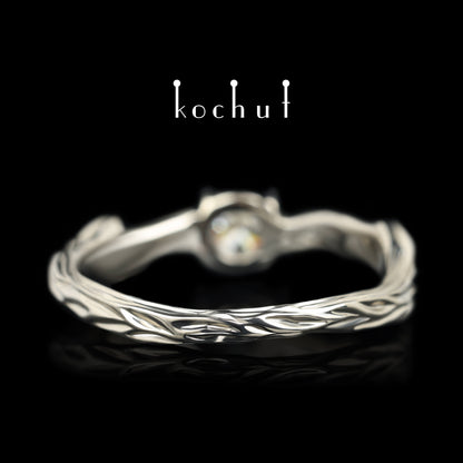März Zweig — Palladium-Gold-Verlobungsring mit Diamant