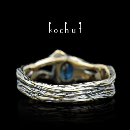Süße Frucht — Ring aus Gelbgold mit Saphiren, überzogen mit schwarzem Rhodium