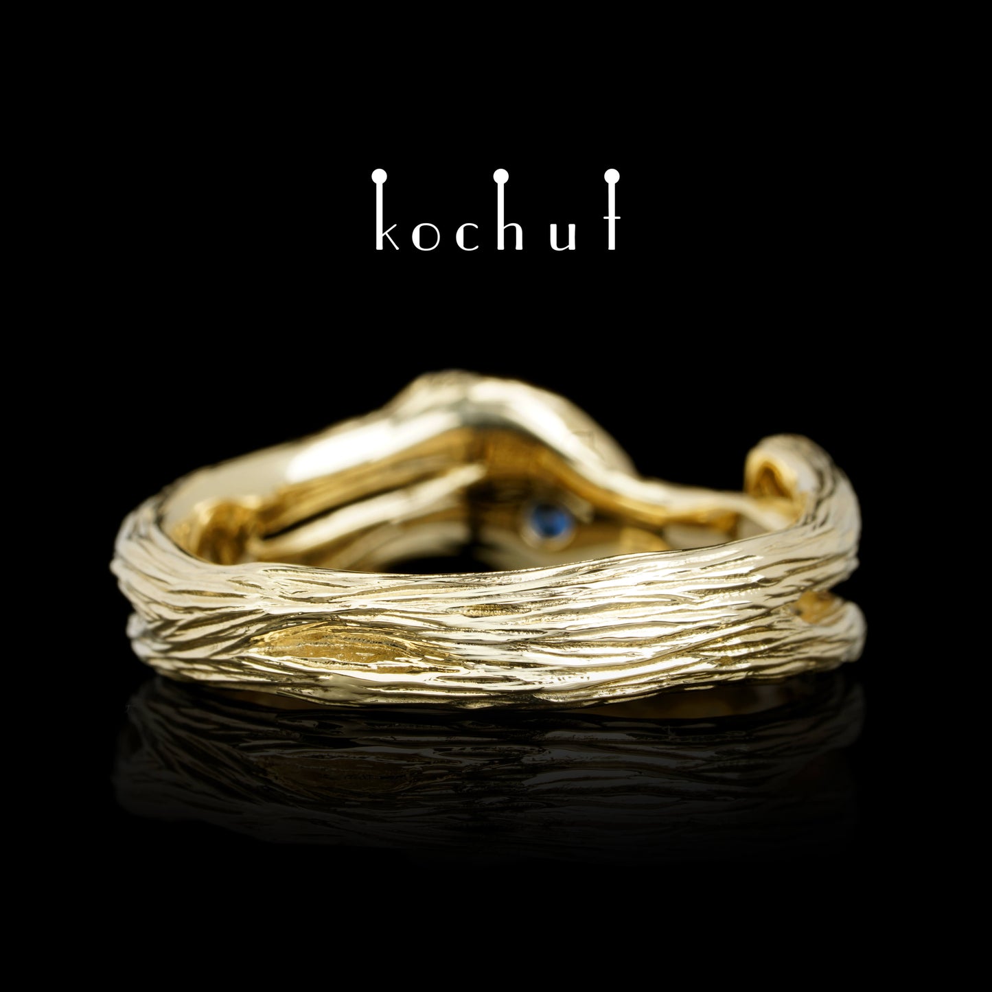 Zweig — Ring aus Gelbgold mit Saphiren