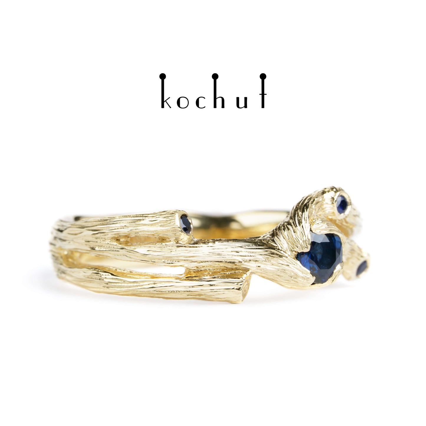 Zweig — Ring aus Gelbgold mit Saphiren