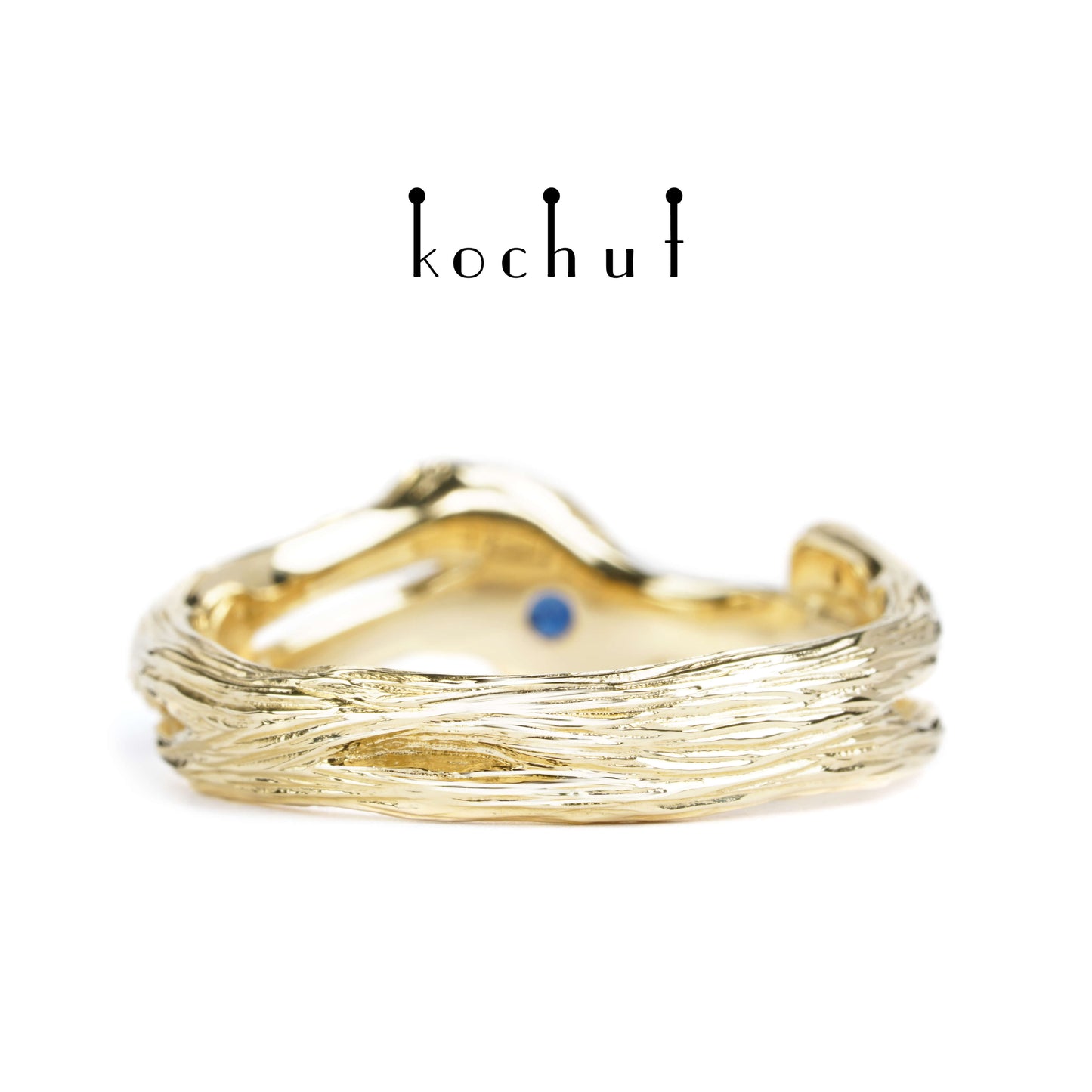 Zweig — Ring aus Gelbgold mit Saphiren
