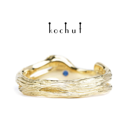 Zweig — Ring aus Gelbgold mit Saphiren