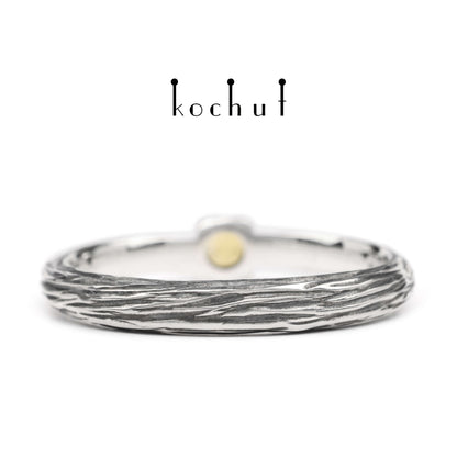Zartes Zweig — Ring aus oxidiertem Silber mit Citrin
