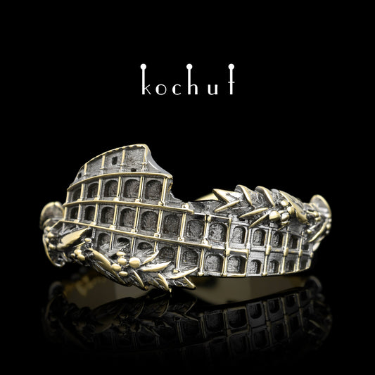 Kolosseum — Ring aus Gelbgold mit schwarzem Rhodium