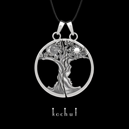 Primal Love — Doppel-Anhänger aus oxidiertem Silber