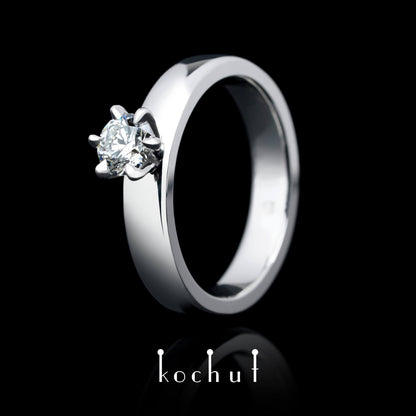 Persephone — Ring aus Weißgold mit Diamant, überzogen mit weißem Rhodium