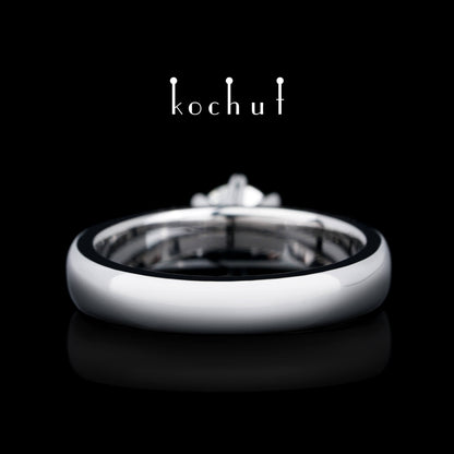 Persephone — Ring aus Weißgold mit Diamant, überzogen mit weißem Rhodium