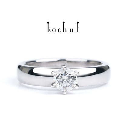 Persephone — Ring aus Weißgold mit Diamant, überzogen mit weißem Rhodium