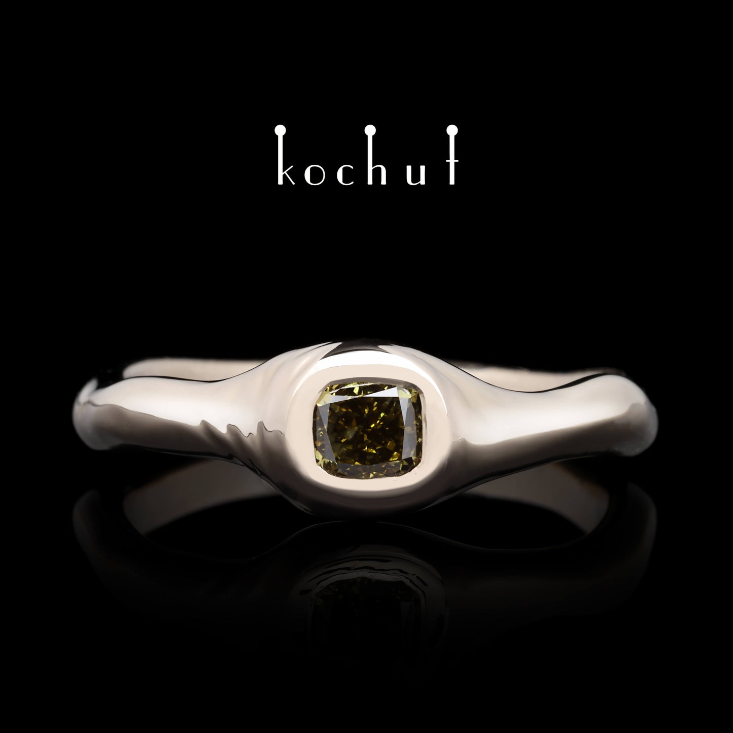 Mantra der Seele — 18K Palladium-Goldring mit Diamant