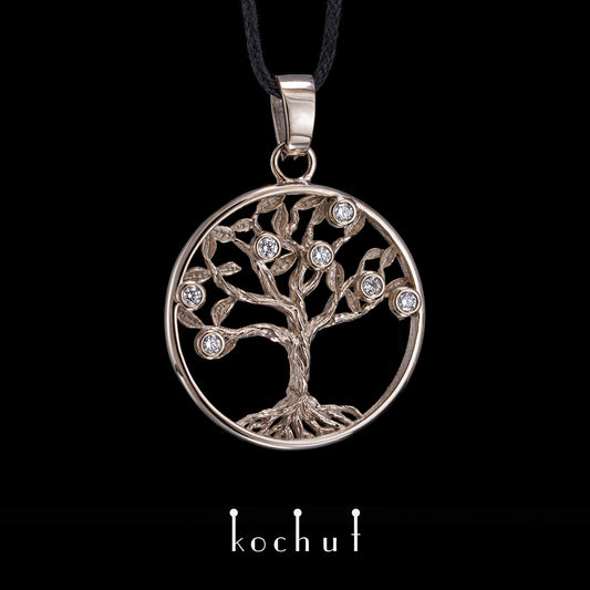 Baum des Lebens — Anhänger aus Palladium-Gold mit Diamanten