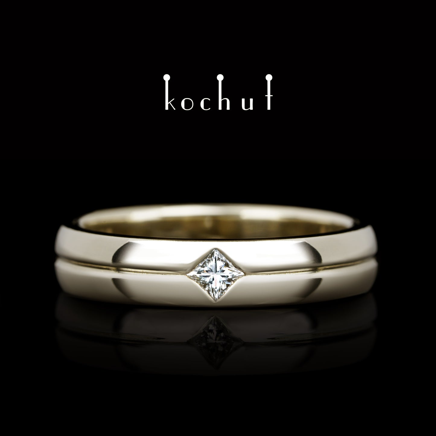 Achse der Liebe — Ehering aus Weißgold mit Diamant