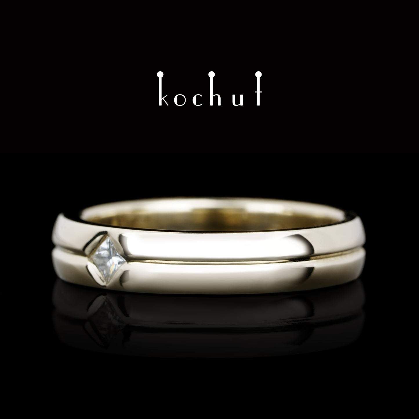 Achse der Liebe — Ehering aus Weißgold mit Diamant