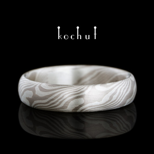 Sophora — Mokume-Ehering aus Palladium-Gold und Silber