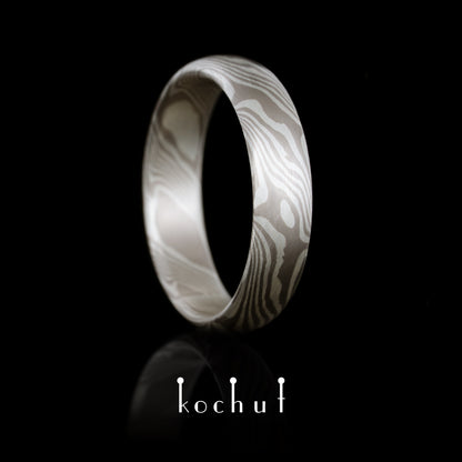 Sophora — Mokume-Ehering aus Palladium-Gold und Silber