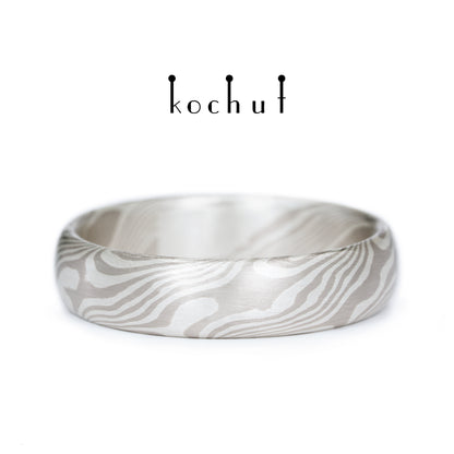 Sophora — Mokume-Ehering aus Palladium-Gold und Silber