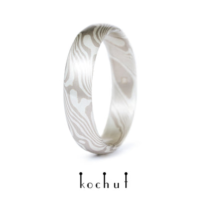 Sophora — Mokume-Ehering aus Palladium-Gold und Silber
