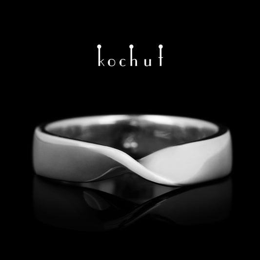 Mobius-Band: breit — Ehering aus Silber, beschichtet mit weißem Rhodium