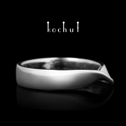 Mobius-Band: breit — Ehering aus Silber, beschichtet mit weißem Rhodium
