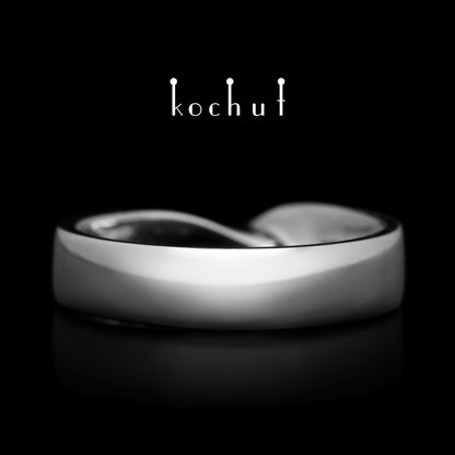 Mobius-Band: breit — Ehering aus Silber, beschichtet mit weißem Rhodium