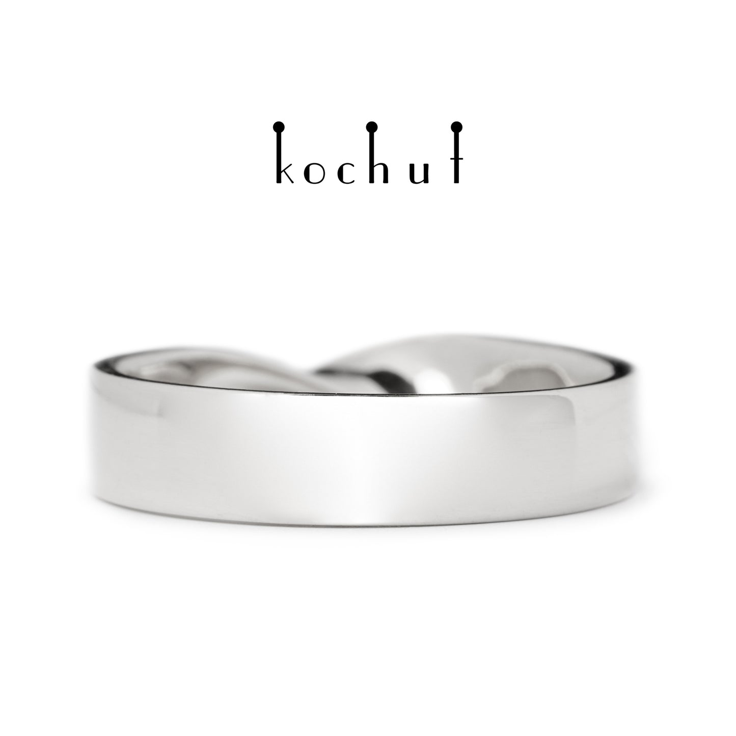 Mobius-Band: breit — Ehering aus Silber, beschichtet mit weißem Rhodium