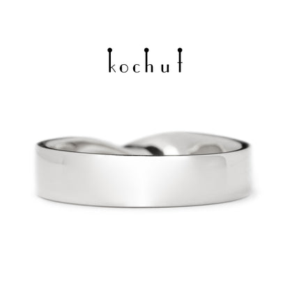 Mobius-Band: breit — Ehering aus Silber, beschichtet mit weißem Rhodium