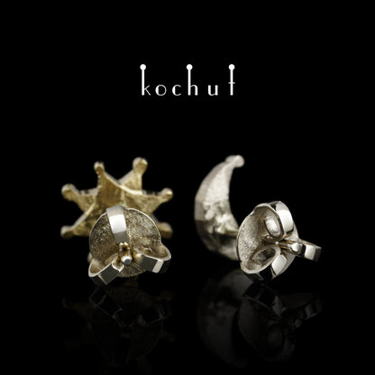 Sonne und Mond — Schmuckset aus Weißgold, Gelbgold und Silber mit Diamanten