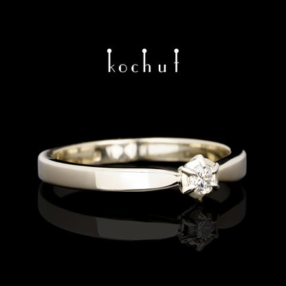 Neuer Stern — Weißgoldring mit einem Diamanten