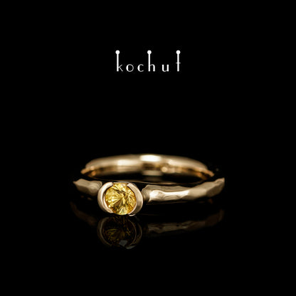 Absolute — Verlobungsring aus gelbem 18K Gold mit gelbem Saphir