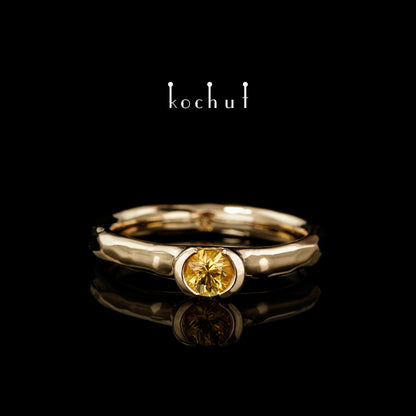 Absolute — Verlobungsring aus gelbem 18K Gold mit gelbem Saphir
