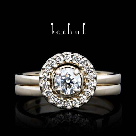 Leuchtende Galaxie — Weißgold-Verlobungsring mit Diamanten