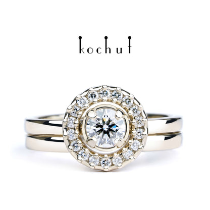 Leuchtende Galaxie — Weißgold-Verlobungsring mit Diamanten