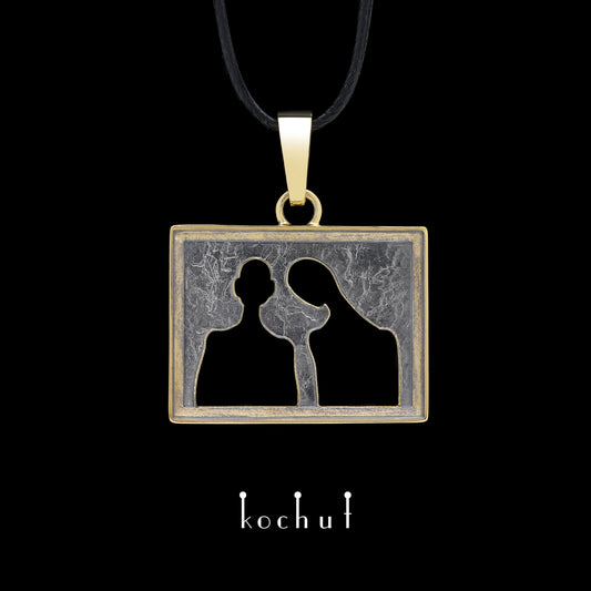 Dali: In Love — Anhänger aus Gelbgold, beschichtet mit schwarzem Rhodium