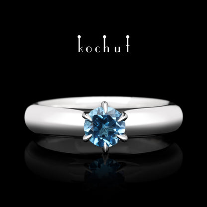 Persephone — Silber-Verlobungsring mit Topas, beschichtet mit weißem Rhodium