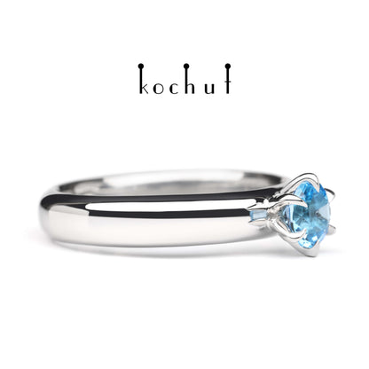 Persephone — Silber-Verlobungsring mit Topas, beschichtet mit weißem Rhodium