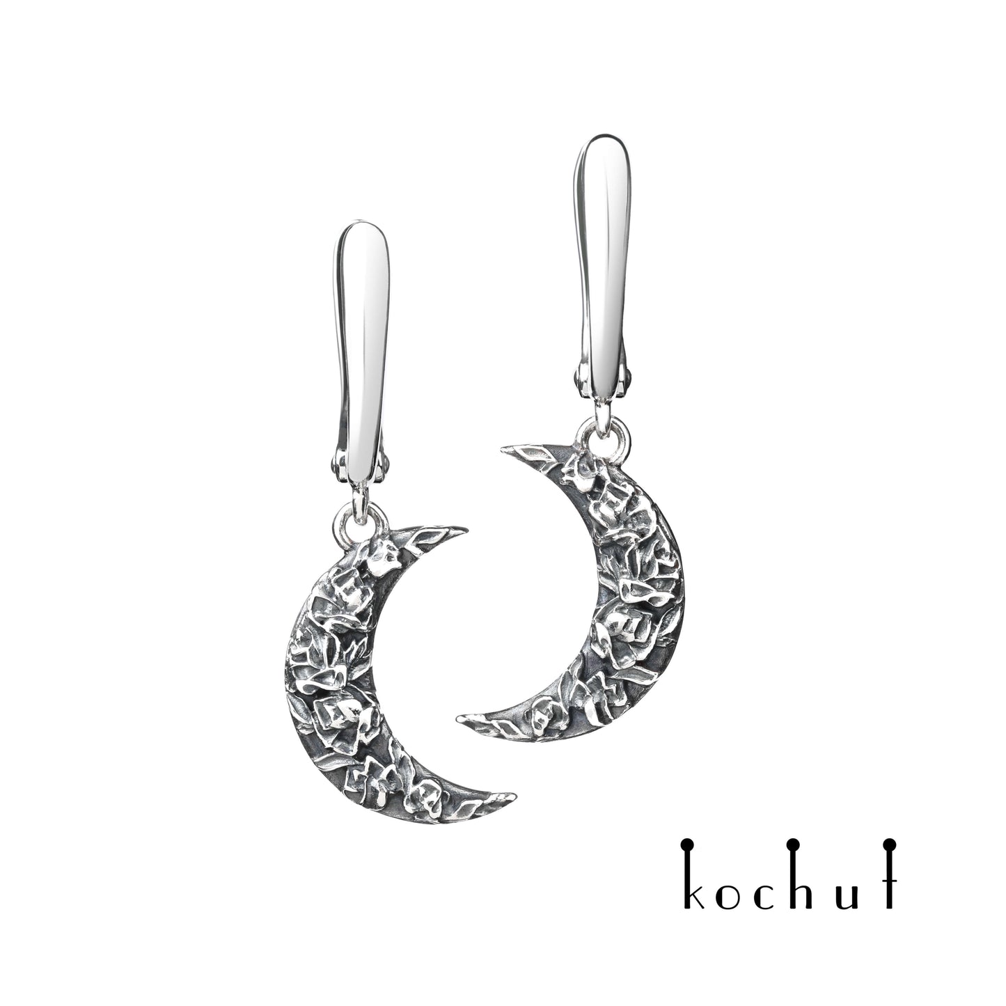 Rose Night — Ohrringe aus oxidiertem Silber