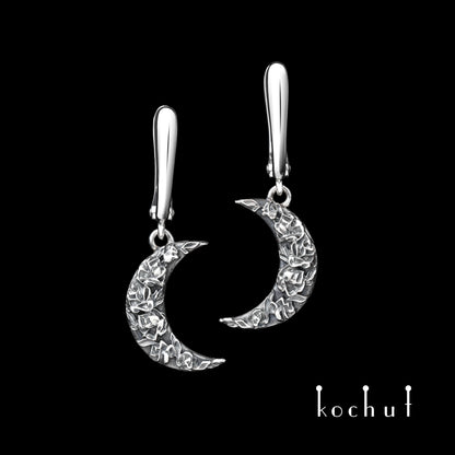 Rose Night — Ohrringe aus oxidiertem Silber